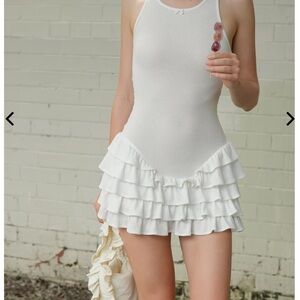 My Mum Made It White Ruffled Sleeveless Dress